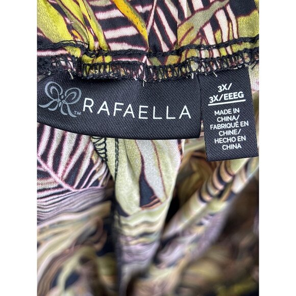 Rafaella Pull On Wide Leg Pant Tropical Print Black Green Size 3X NEW - Picture 5 of 5